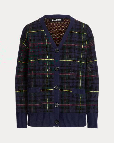 Ralph Lauren Plaid Wool Cardigan Sweater