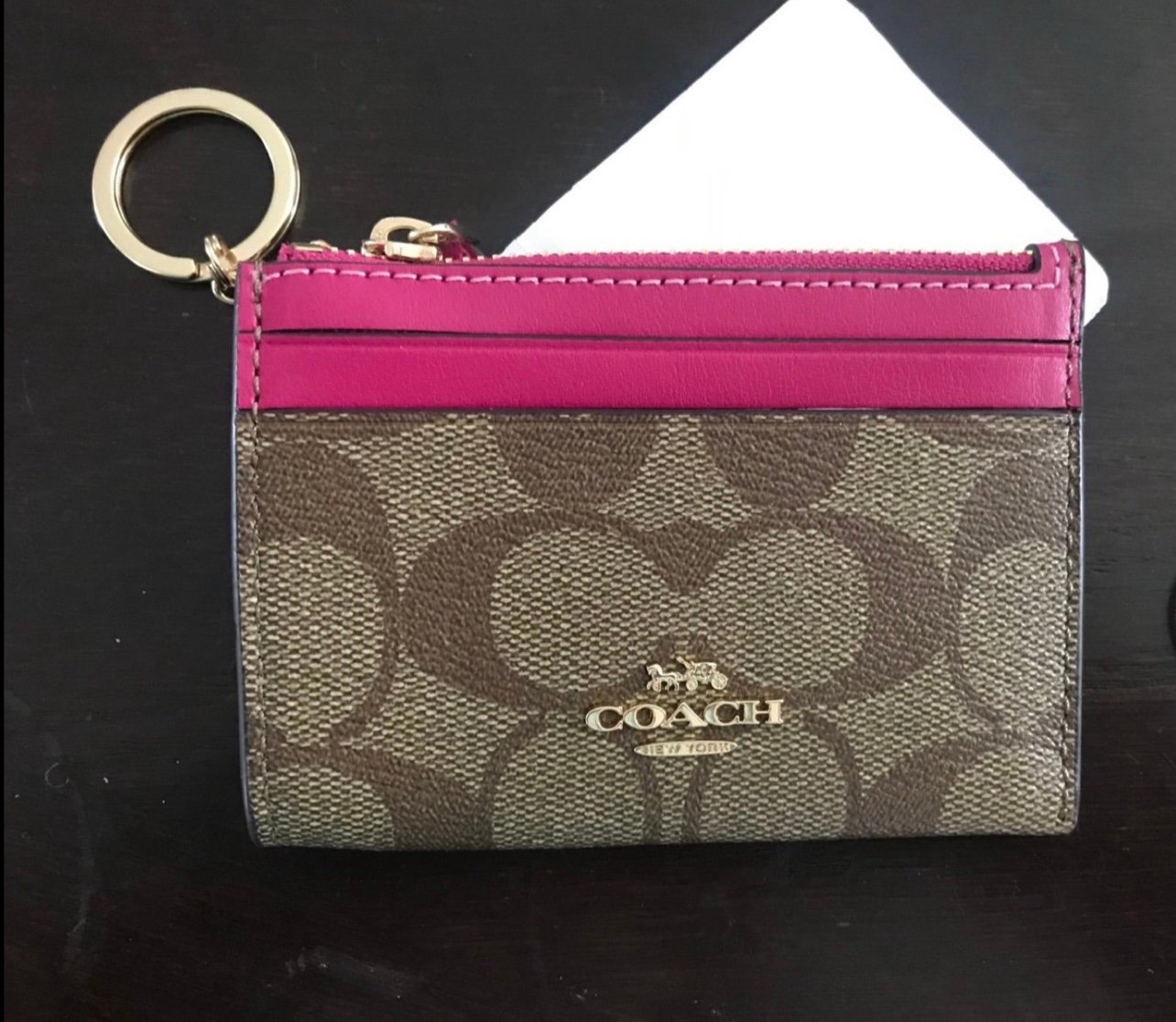 NWT COACH Mini Skinny ID Case Cardholder Wallet & Keychain 88208