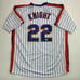 Autographed/Signed Ray Knight New York Pinstripe Jersey Beckett BAS COA