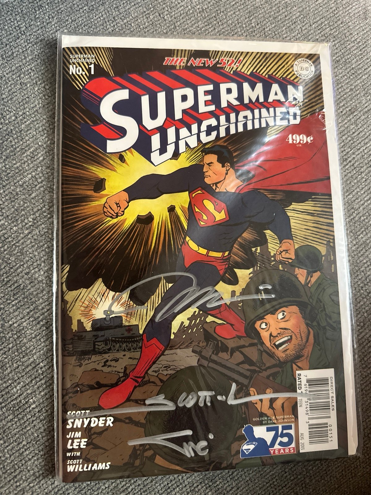 Vintage Superman Unchained autographed comic Scott Williams Jim Lee Sinclair