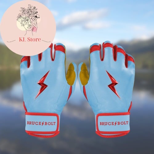 NWT Bruce Bolt Adult BADER Series Short Cuff Batting Gloves |Bader BBlue| Sz: L
