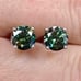 1 Carat Green Moissanite Diamond Stud Earrings