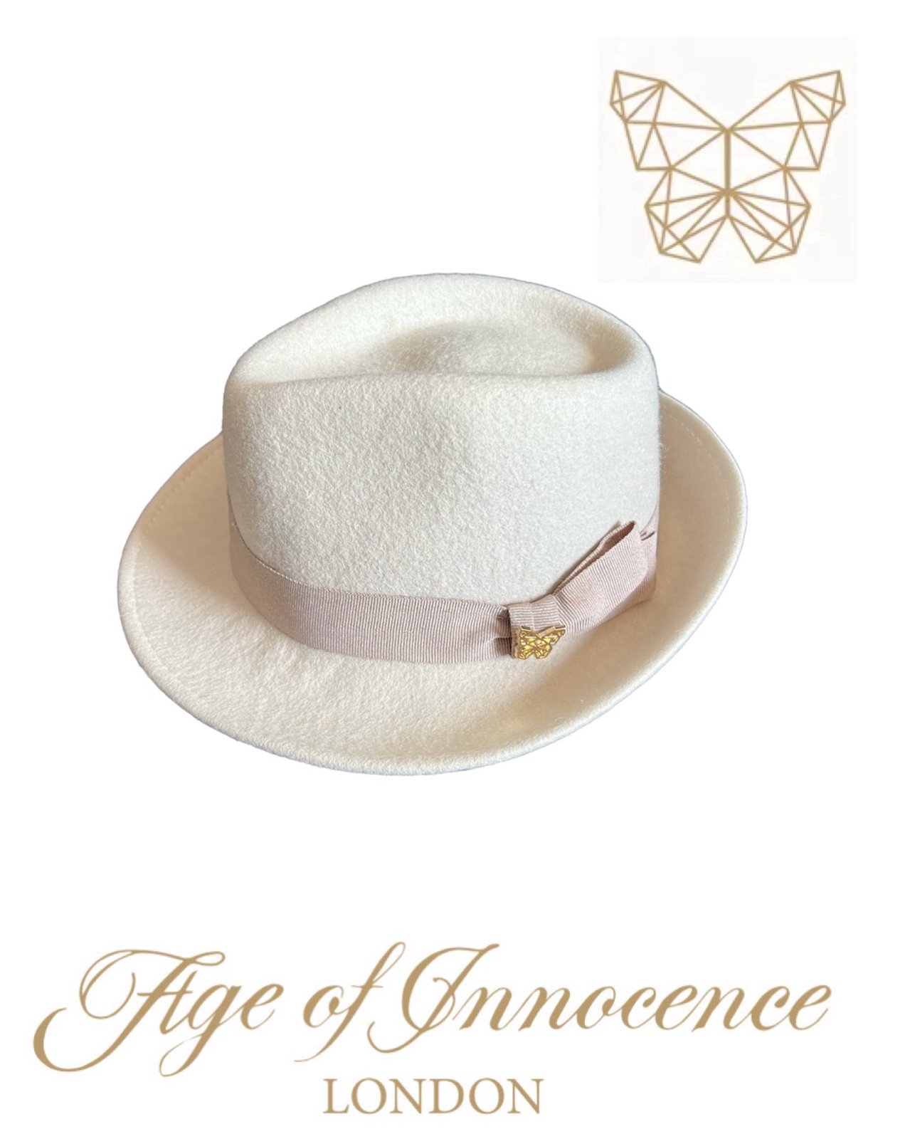 Age of innocence kids wool fedora hat in beige