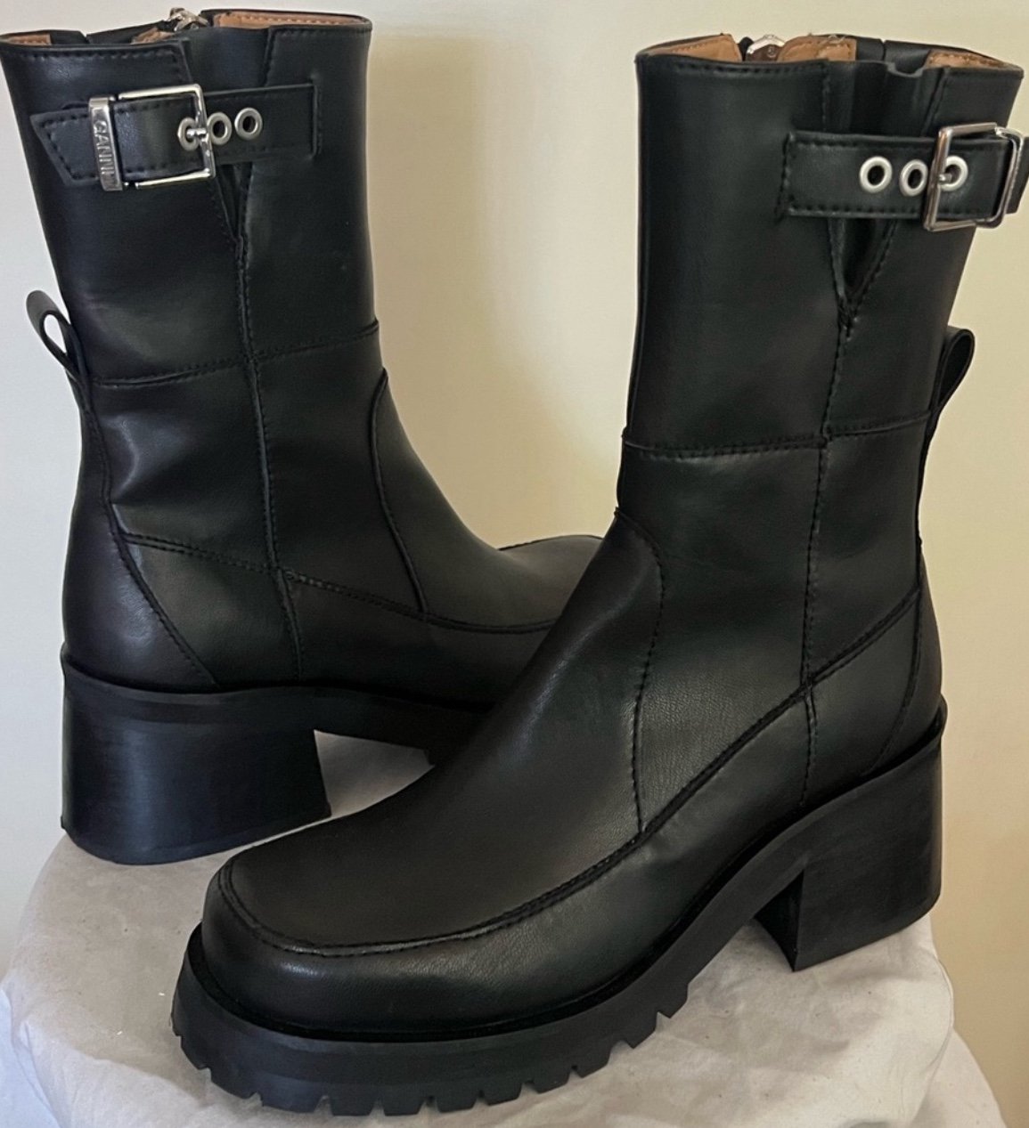 Ganni Moc Toe Zip Biker Boots Size US 9 New Msrp 595
