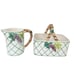 The Haldon group Japan VTG set of pitcher and basket raised Grapes Ceramic 1984