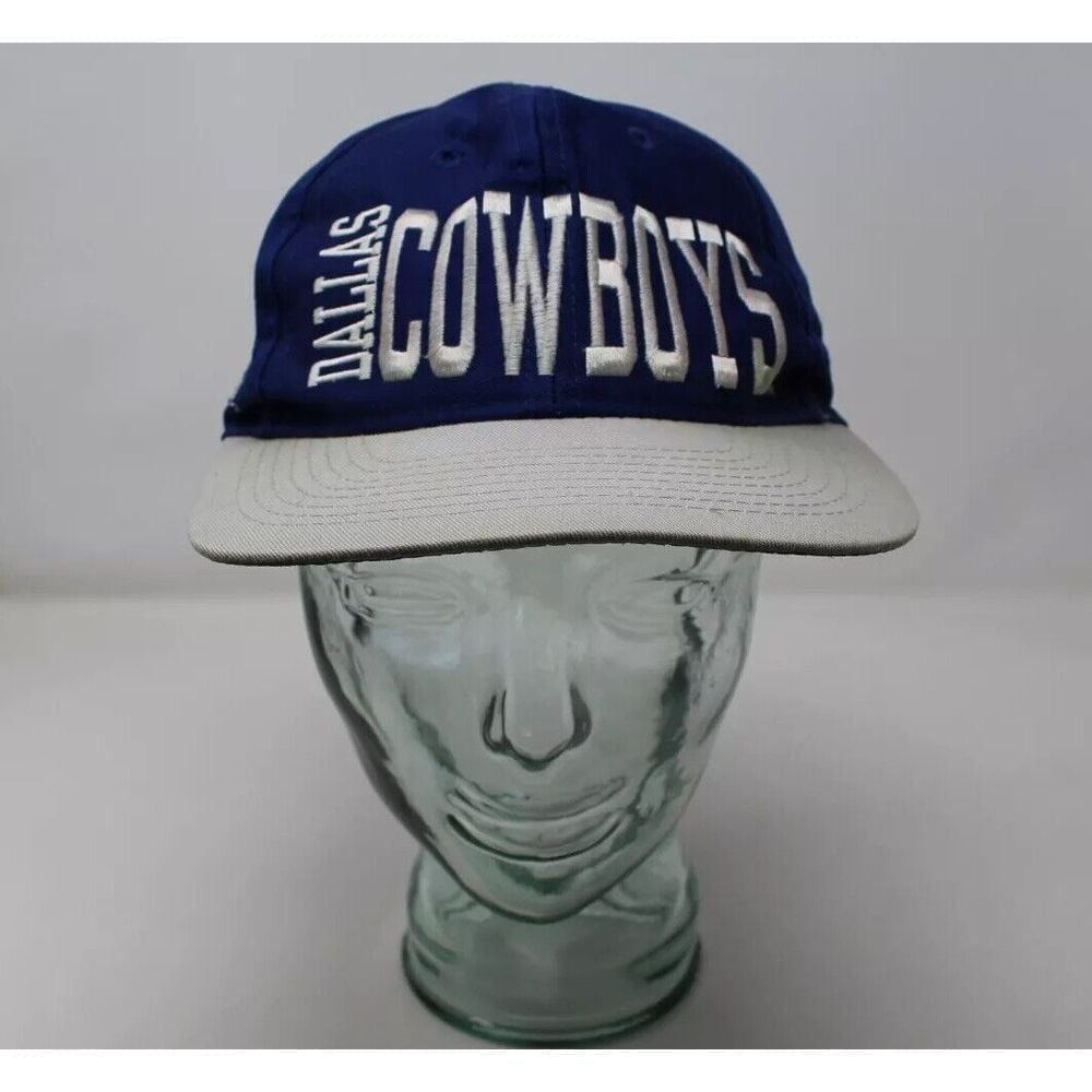 Dallas Cowboys Block Spellout Snapback Hat Cap Blue Dome Vintage