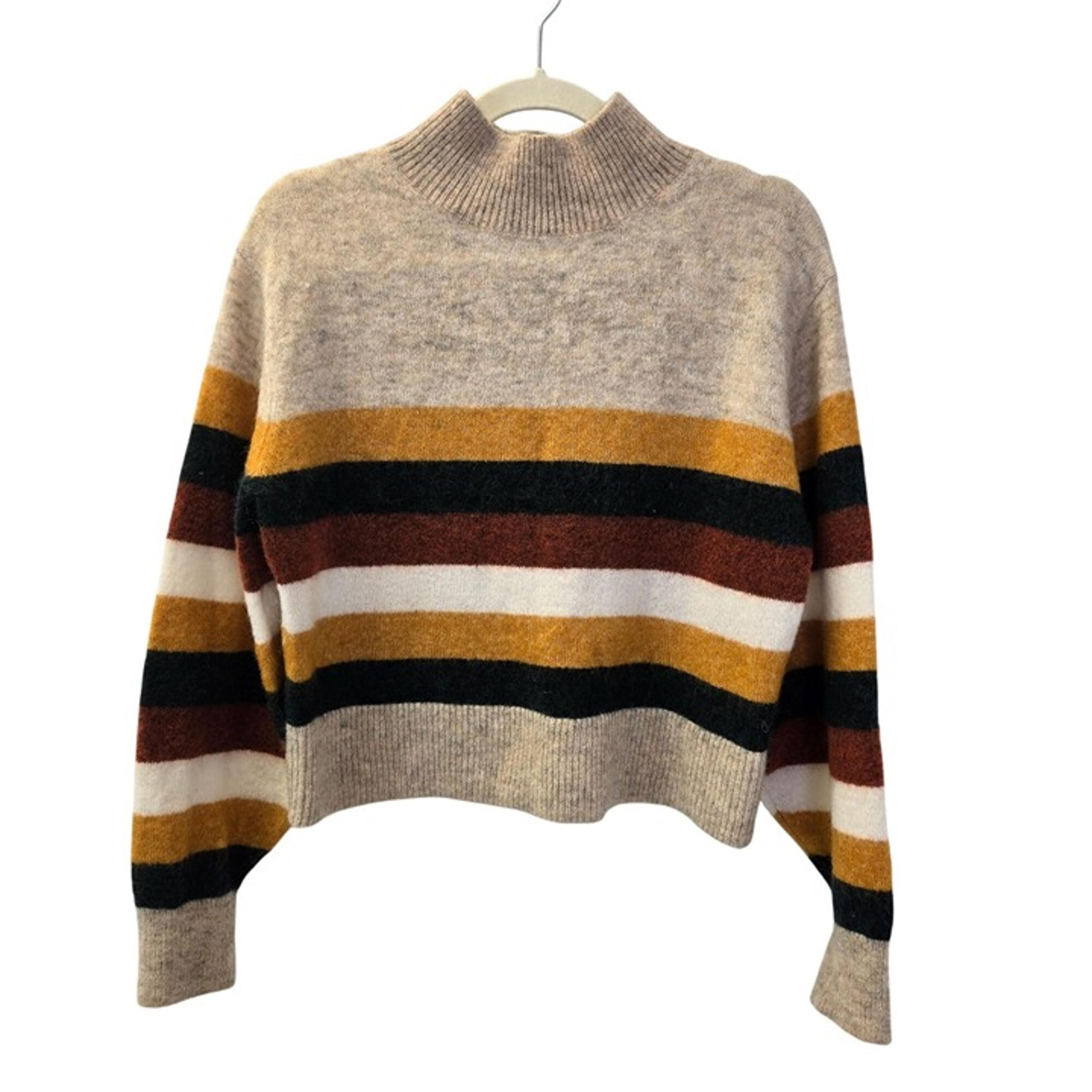 & Other Stories Wool Blend Striped Crop Mock Neck Sweater Size XS