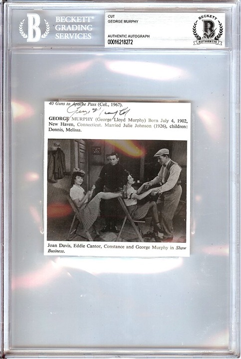 George Murphy Signed Autograph Cut Signature Show Business BAS Encased 8272