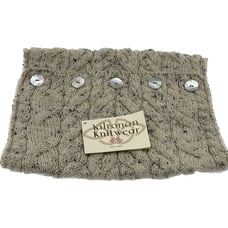 Kilronam Knitwear Snood Scarf Chunky Woven Beige Cream 100% Pure Wool Ireland