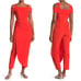 Marina Cold Shoulder Waist Tie Overlay Jumpsuit in Orange (Red Orange)
