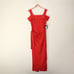 Marina Cold Shoulder Waist Tie Overlay Jumpsuit in Orange (Red Orange)