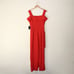 Marina Cold Shoulder Waist Tie Overlay Jumpsuit in Orange (Red Orange)