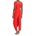 Marina Cold Shoulder Waist Tie Overlay Jumpsuit in Orange (Red Orange)