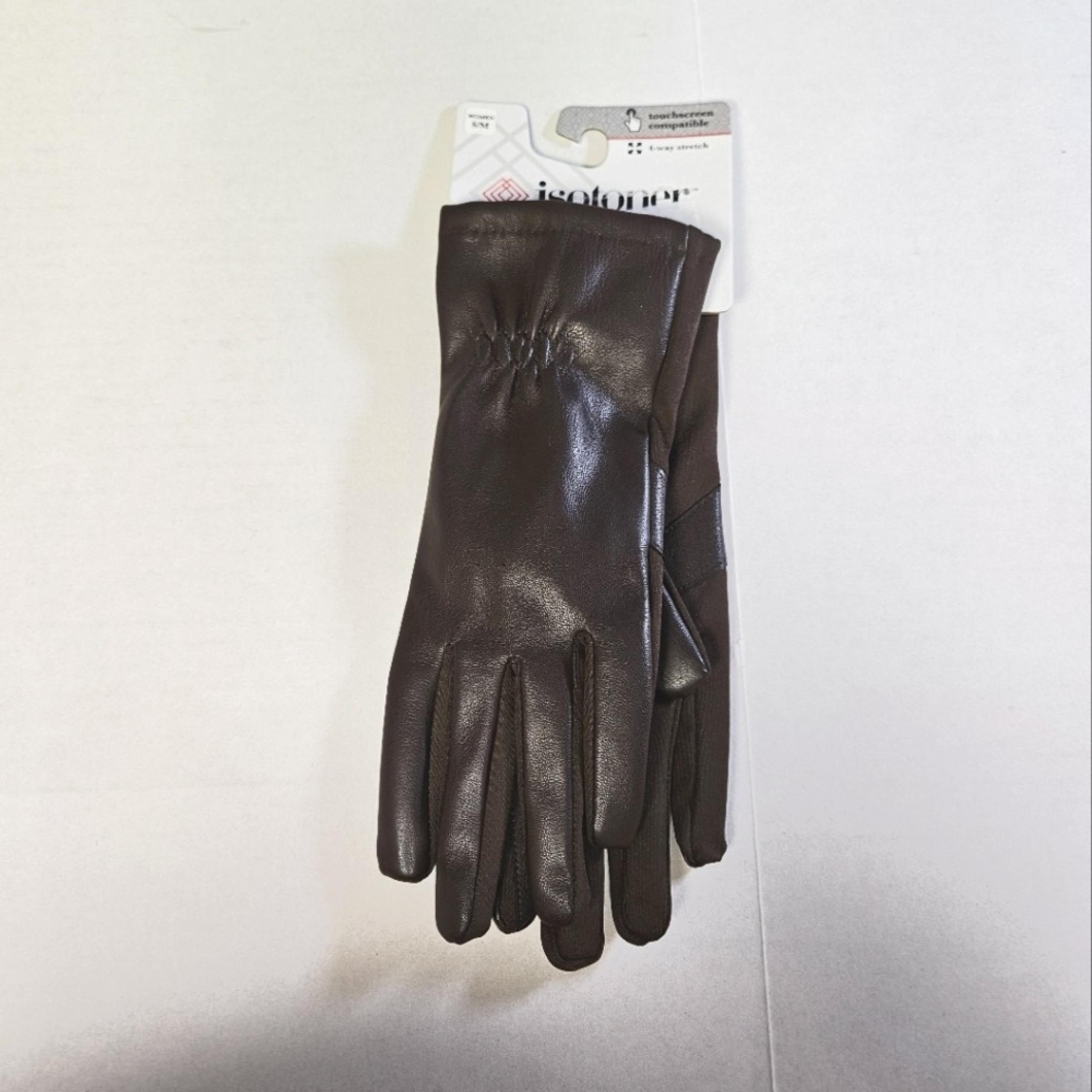 Isotoner Womens S/M Brown Leather Gloves