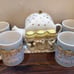 Hallmark VINTAGE 3 Angels musical Teapot plus 4 cups