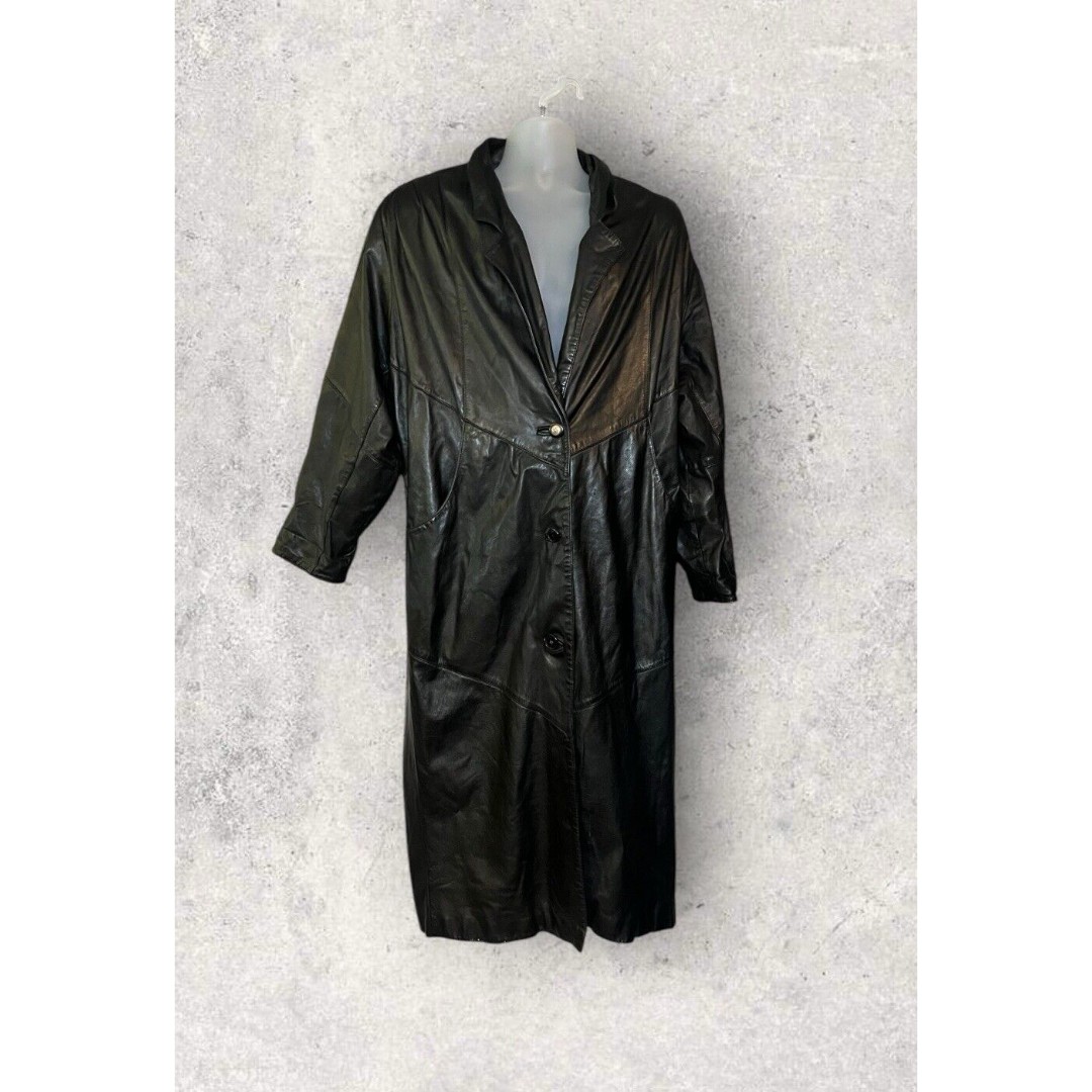 Vintage Avanti Women’s Leather Single Breasted Trenchcoat Size Medium