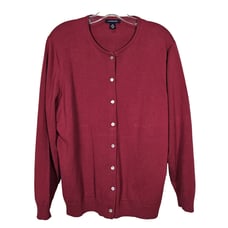 Lands End Cardigan Sweater Supima Cotton Fine Gauge Size 1x 16W-18W Lightweight