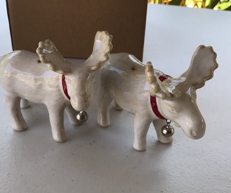 Pottery Barn Christmas moose salt and pepper shakers