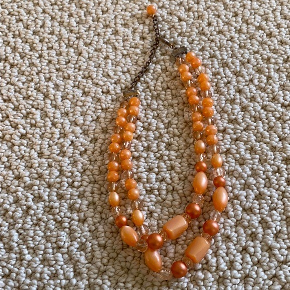 Vintage two strand necklace in hues of Orange