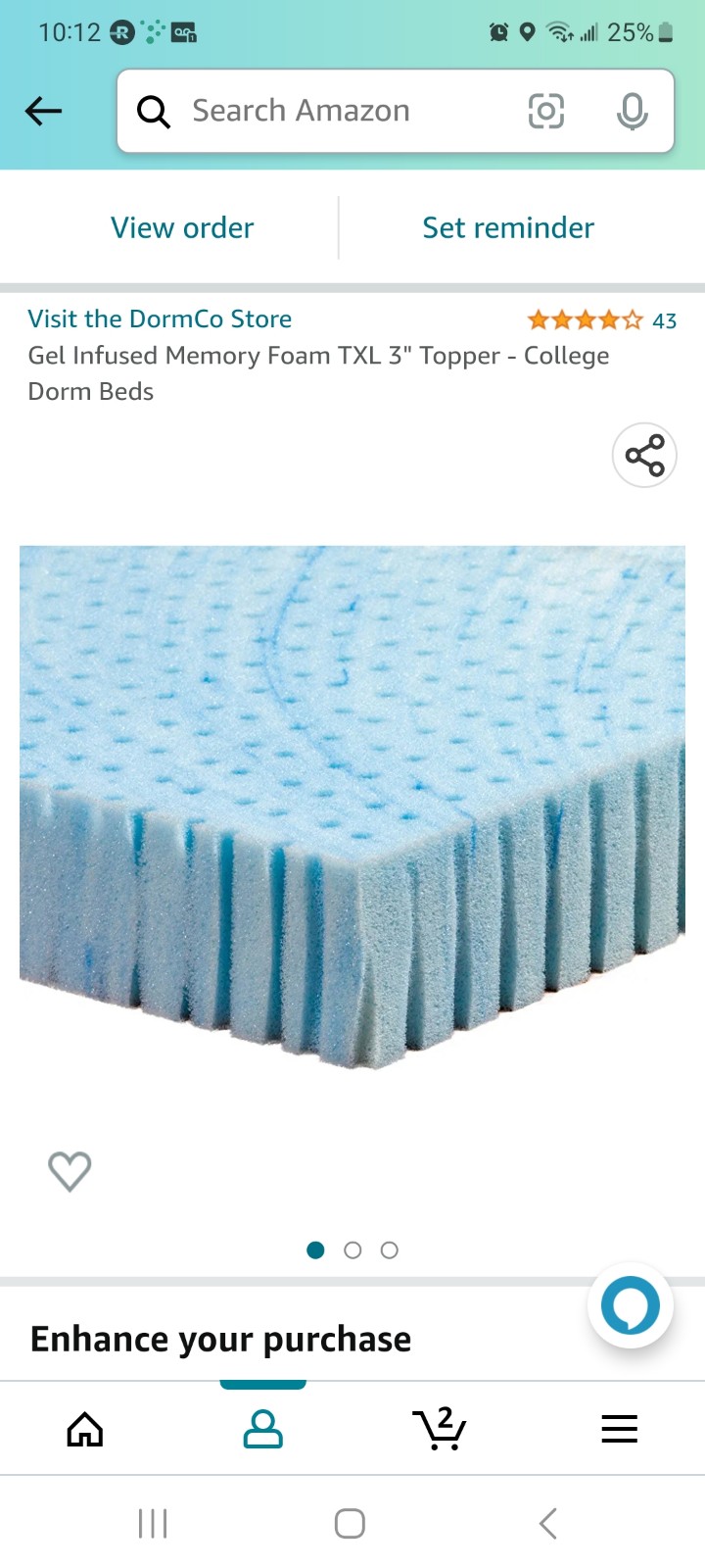 Gel Infused Memory Foam Mattress Topper