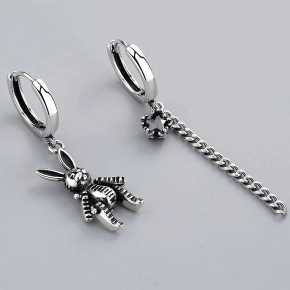 *925 Sterling Silver Vintage Rabbit Hoop