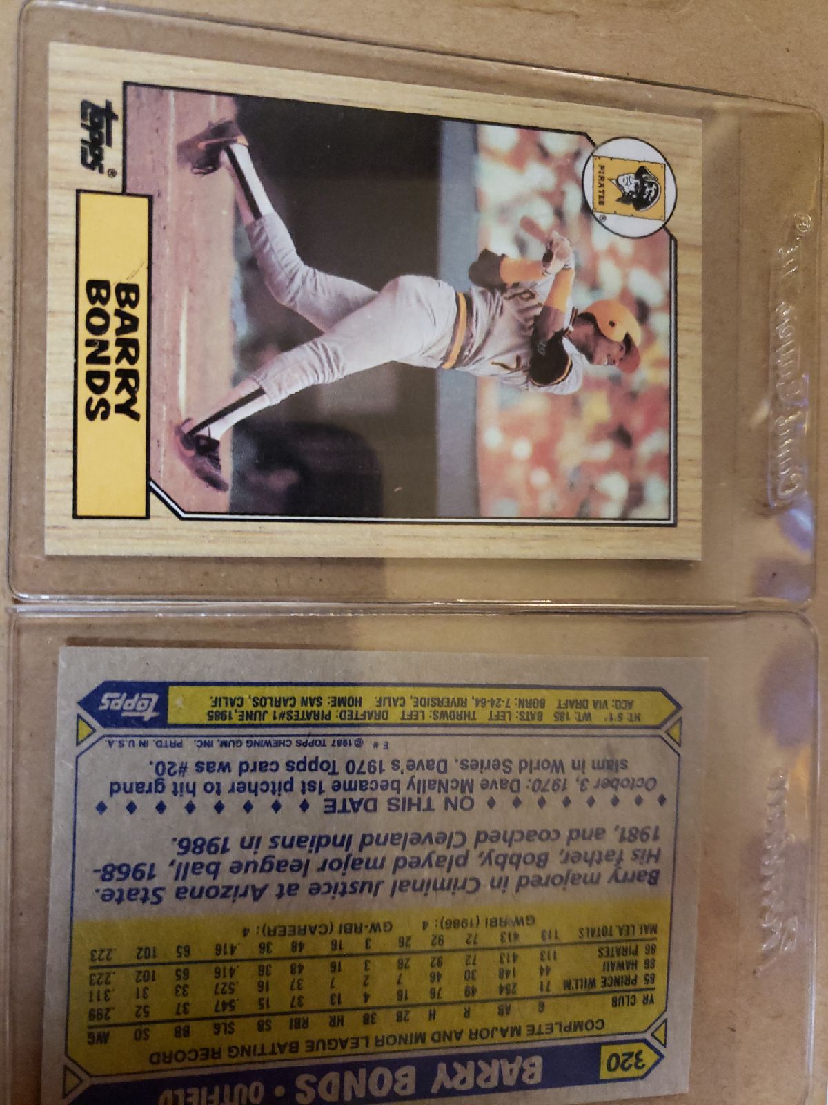 berry bonds rookie error card #320
