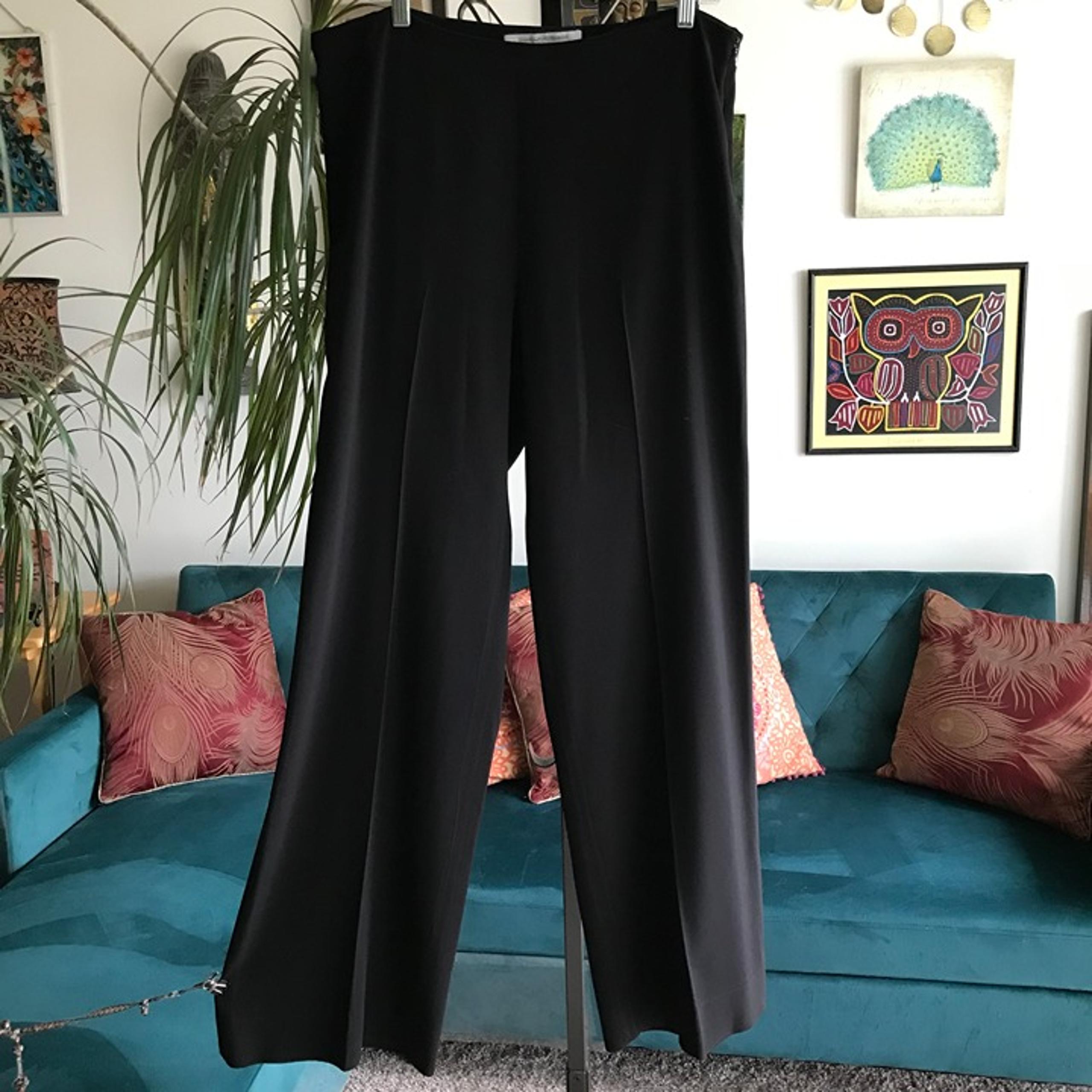DIANE von FURSTENBERG size 12 Black Side Zip Wide Leg Dress Pants