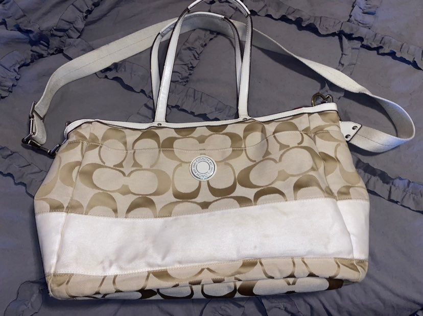 Coach ivory/khaki diaper bag
