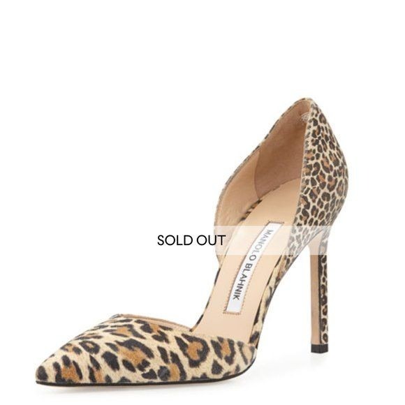 Manolo Blahnik Tayler Leopard-Print Suede d'Orsay Pump Size 36