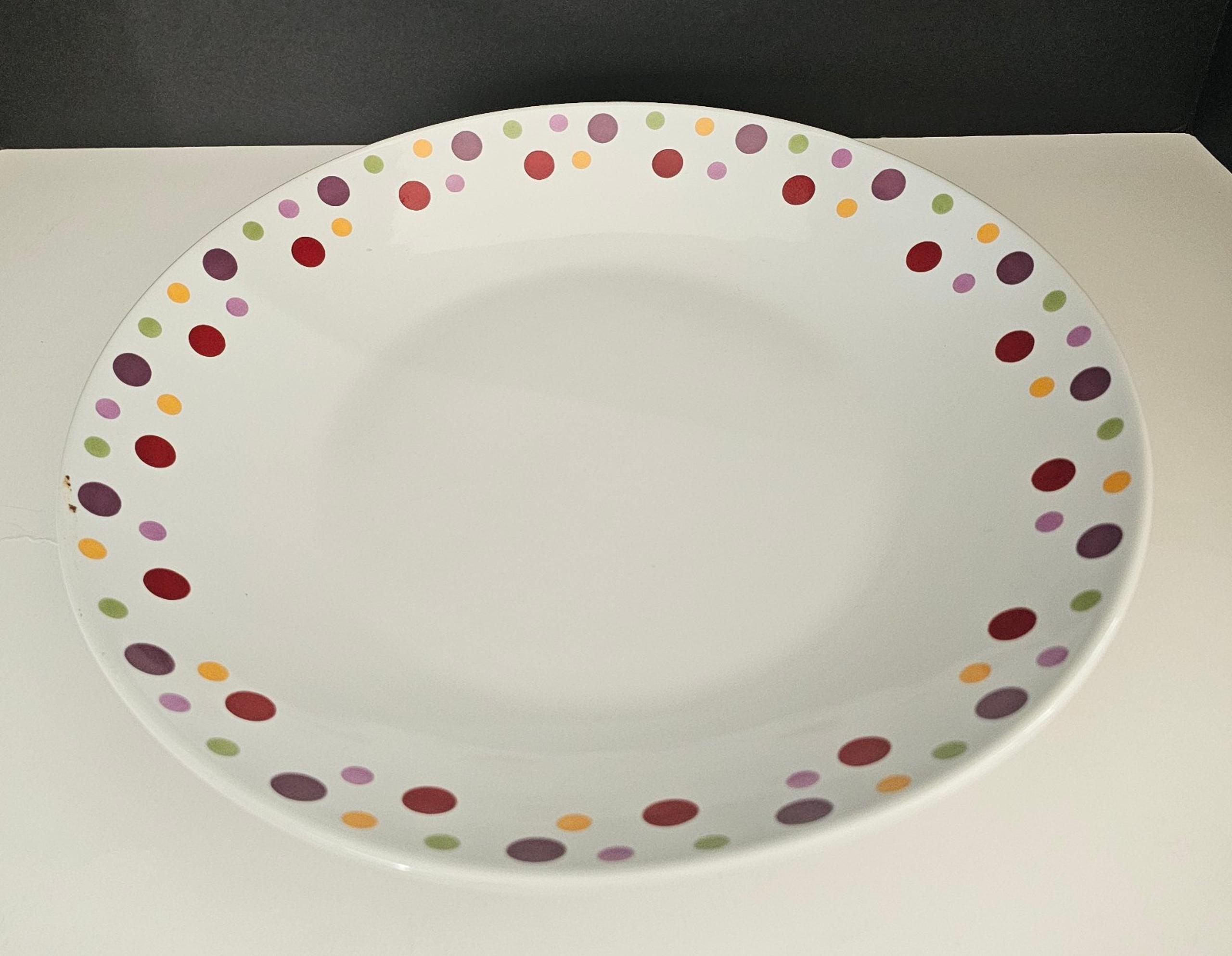 Pampered Chef Simple Additions Polka Dots Large Serving Bowl #2033, 13 3/4"x2"