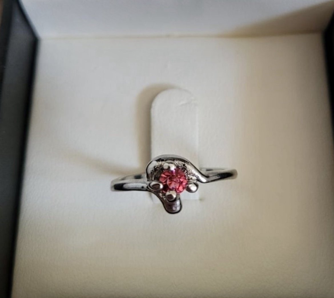 *SALE* Hot pink sapphire silver engagement ring wedding band