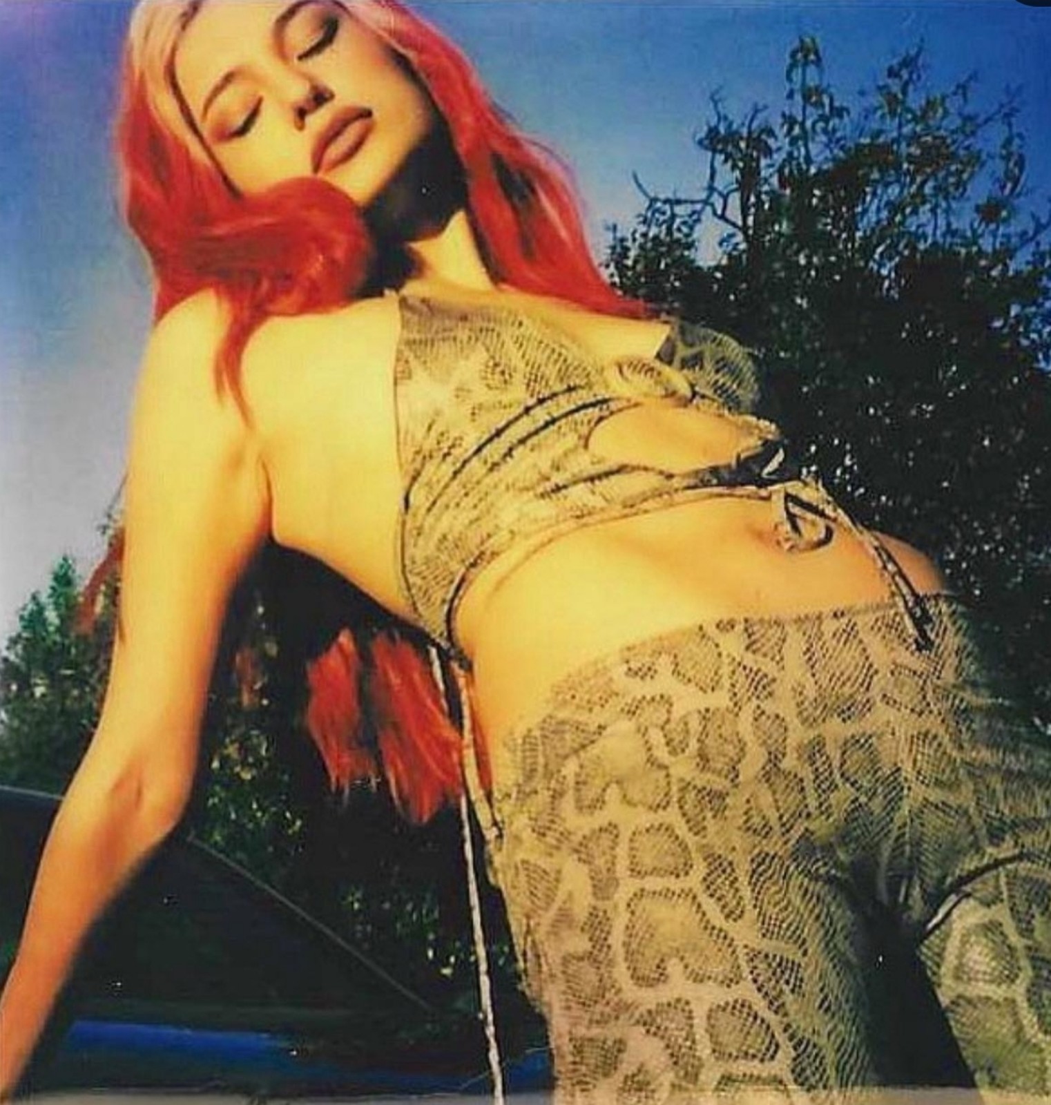 Yung Reaper Snakeskin Flared Leggings and Halter Top in Olive NWT XS/S