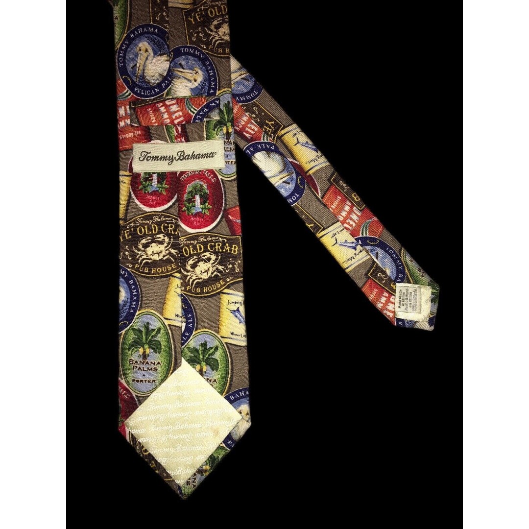 Tommy Bahama Mens Silk Skinny All Over Print Handmade Necktie