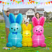 6FT Easter Inflatables Three Blue Yellow Pink Bunny Family Decoration