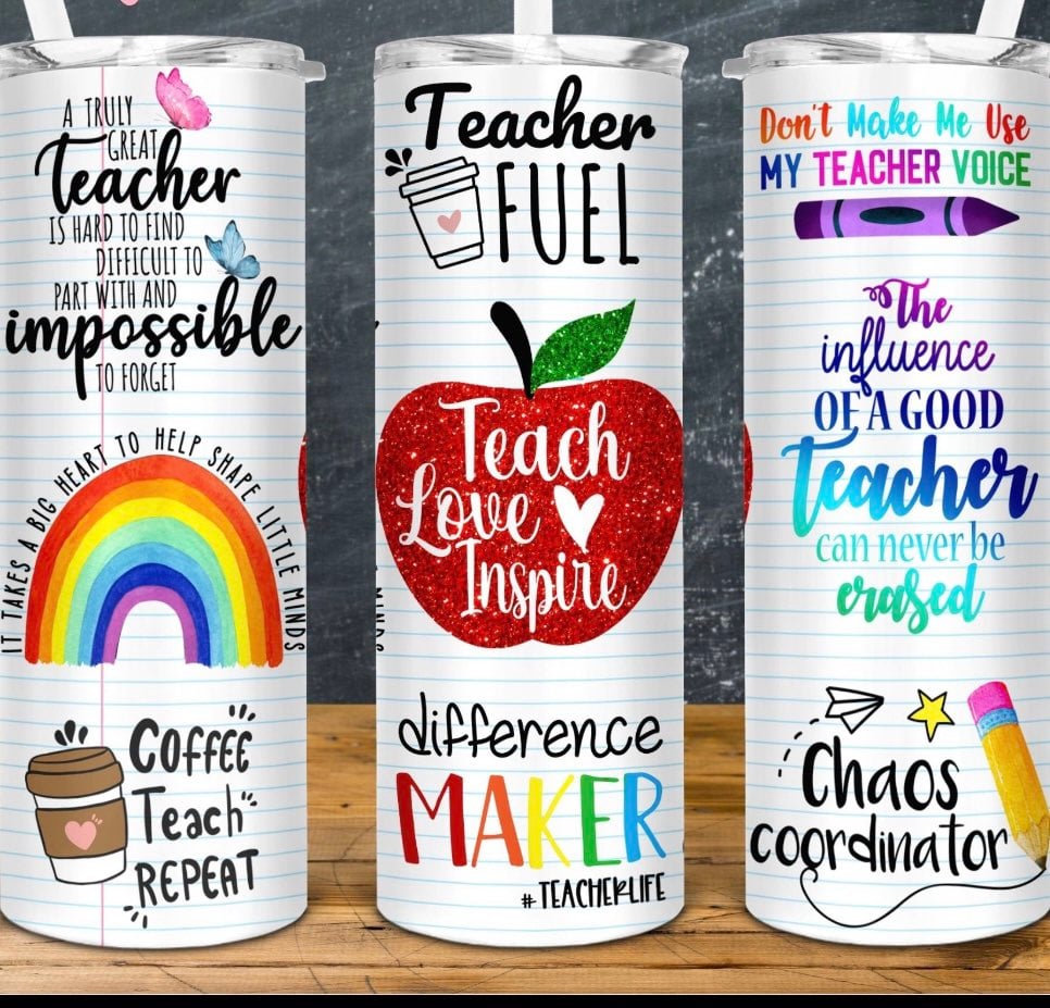 20 oz Stainlees Steel Teacher Tumbler. FREE SHIPPING