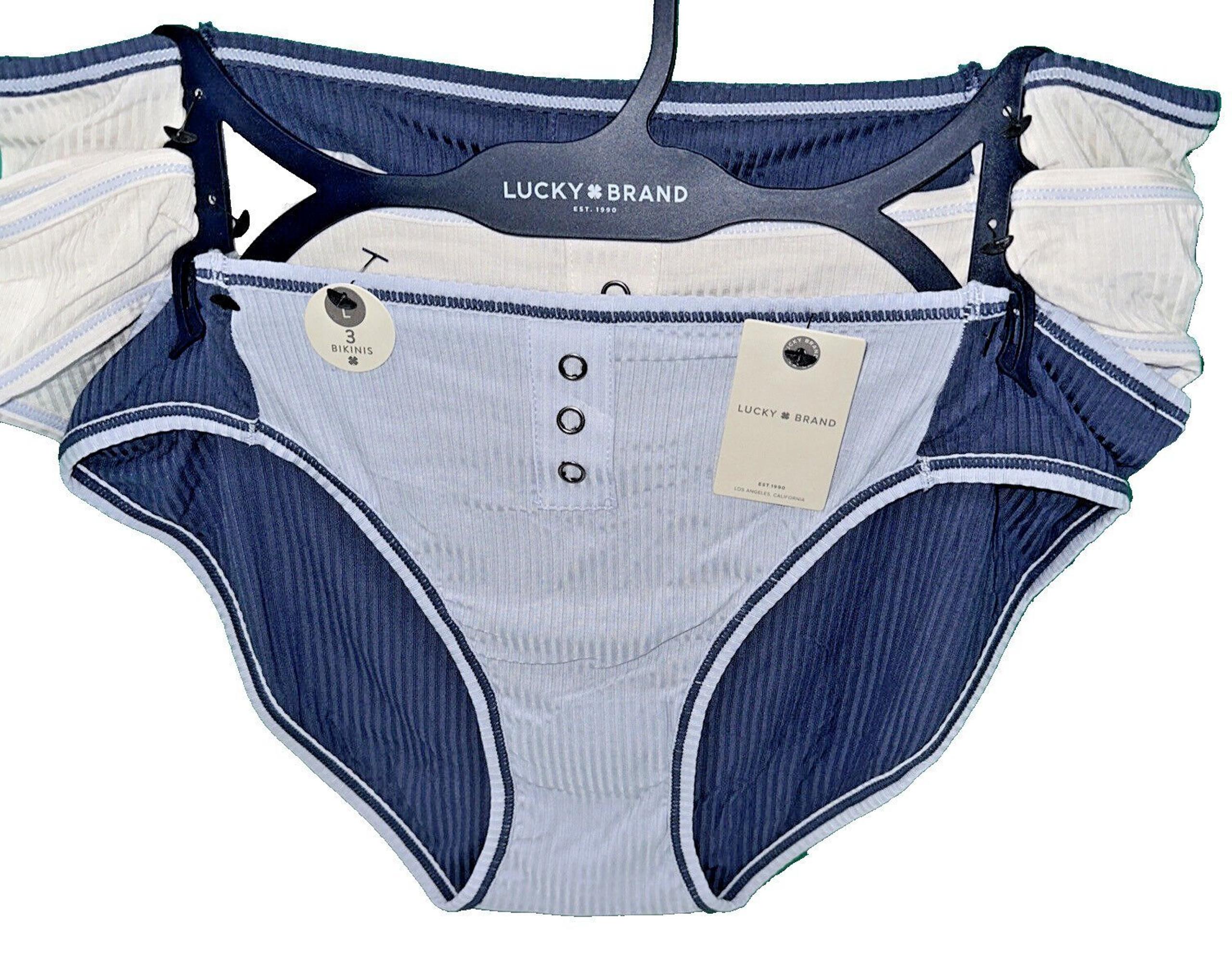 LUCKY BRAND Women’s Panties Size Large Pkg/3 Bikini Multi Color Stretch