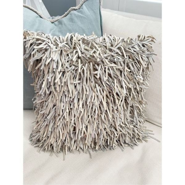 Genuine Leather Fringe Pillow 20 x 20 Southwest Ranch Cowboy