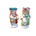 Handcrafted porcelain salt pepper shaker figures 18thC British fancy dress Japan