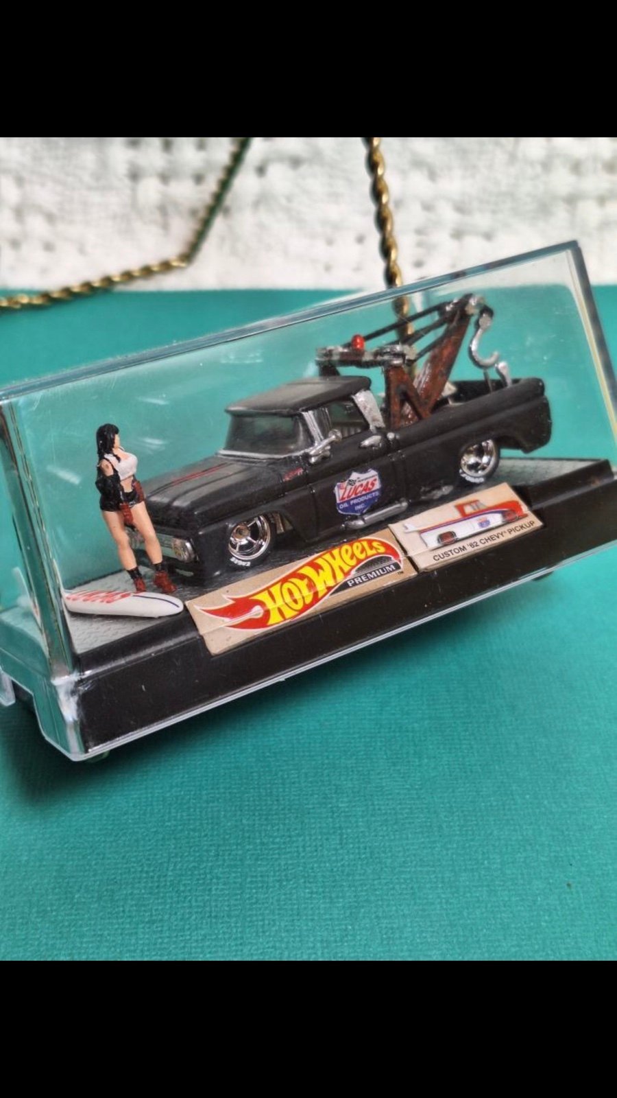 62 CHEVY PICKUP HOTWHEEL MATTE BLACK OLD SKOOL TOW TRUCK.