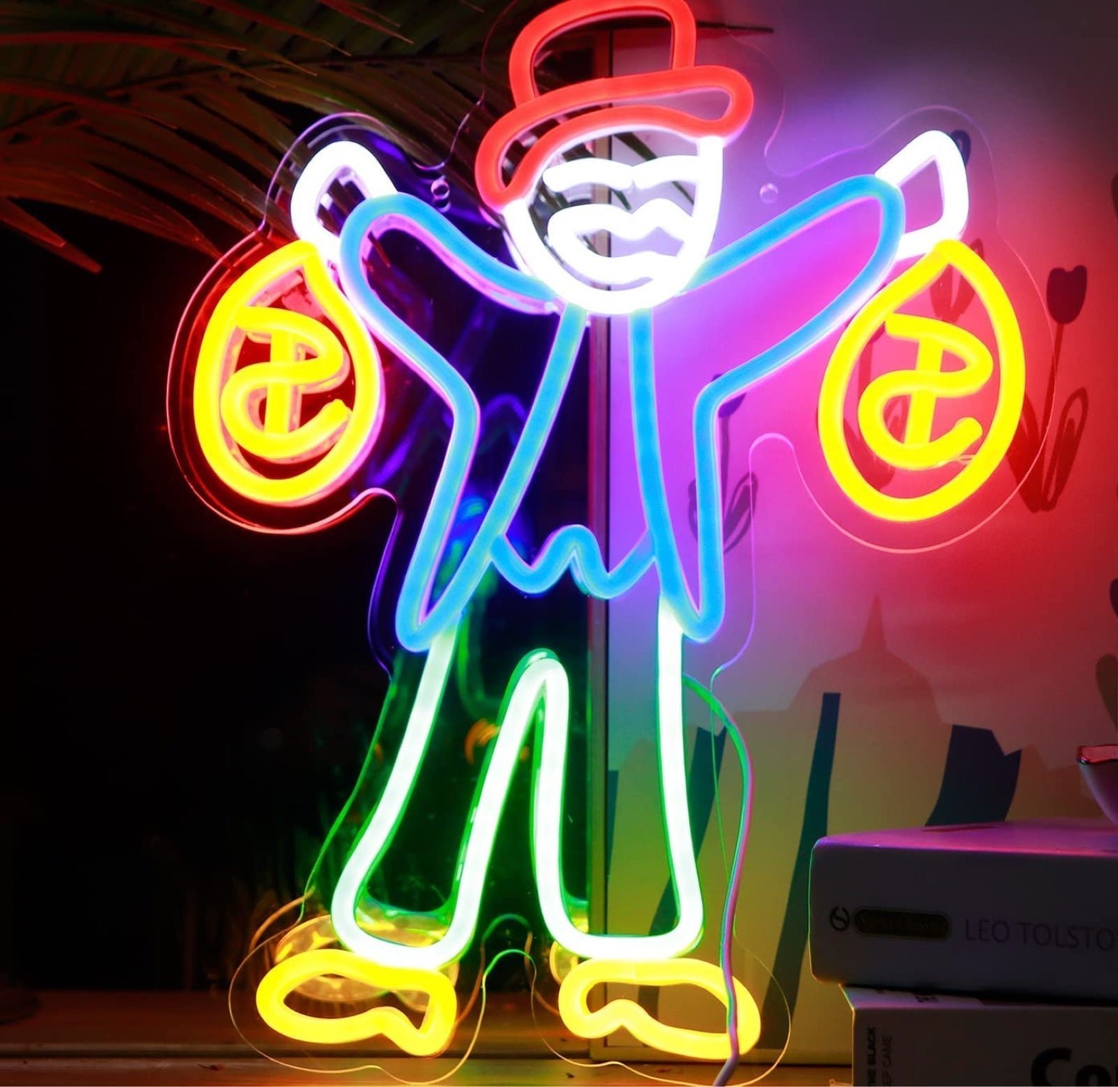 Fun Bright Colorful Money Bag Man LED Night Light Room Wall Decoration