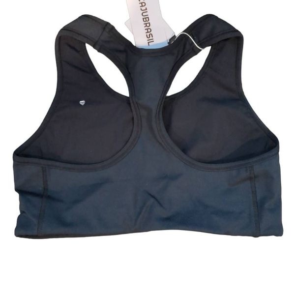 Cajubrasil Women's L Athletic Racerback Sports Bra Black Workout Top Unpadded