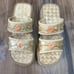VTG Y2K 2000s Chunky Platform Square Toe Woven Weave Floral Espadrille Sandals
