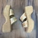 VTG Y2K 2000s Chunky Platform Square Toe Woven Weave Floral Espadrille Sandals