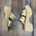 VTG Y2K 2000s Chunky Platform Square Toe Woven Weave Floral Espadrille Sandals