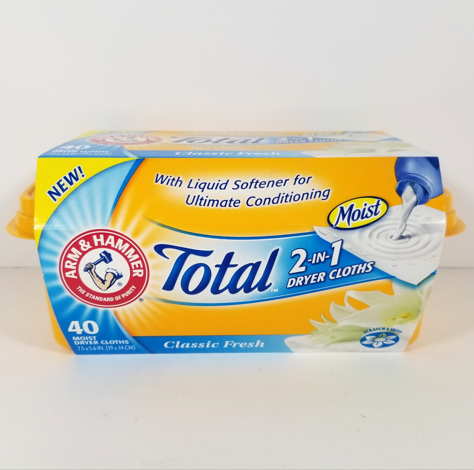 Arm and Hammer Total 2 in 1 Dryer Cloths Moist Classic Fresh Scent 40 Sheet RARE