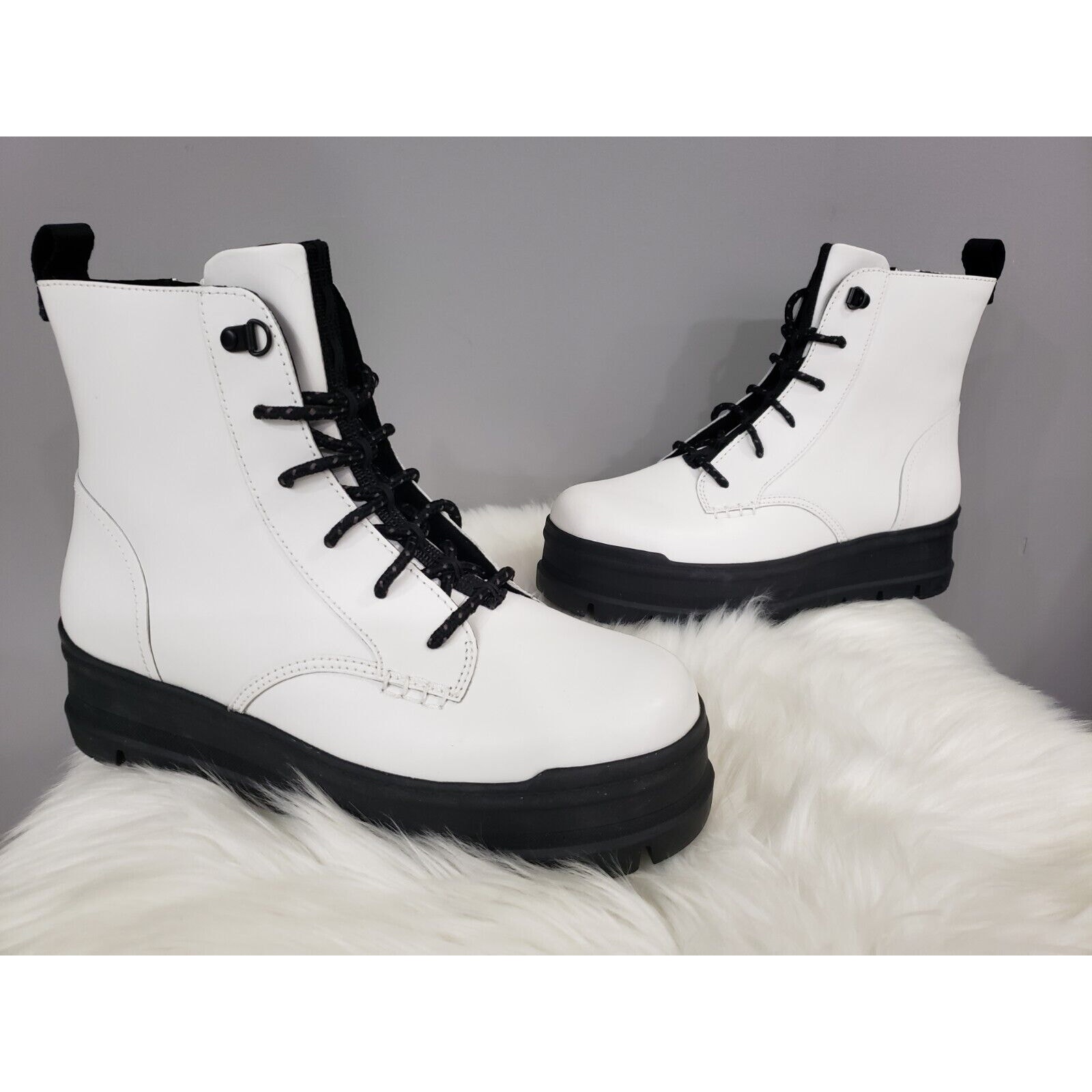 NEW Size 11 UGG Solid White Sidnee Waterproof Platform Lug Combat Boots Punk