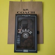 Brand New COACH iPhone 14 Pro Case Signature Canvas Varsity Chestnut in Box