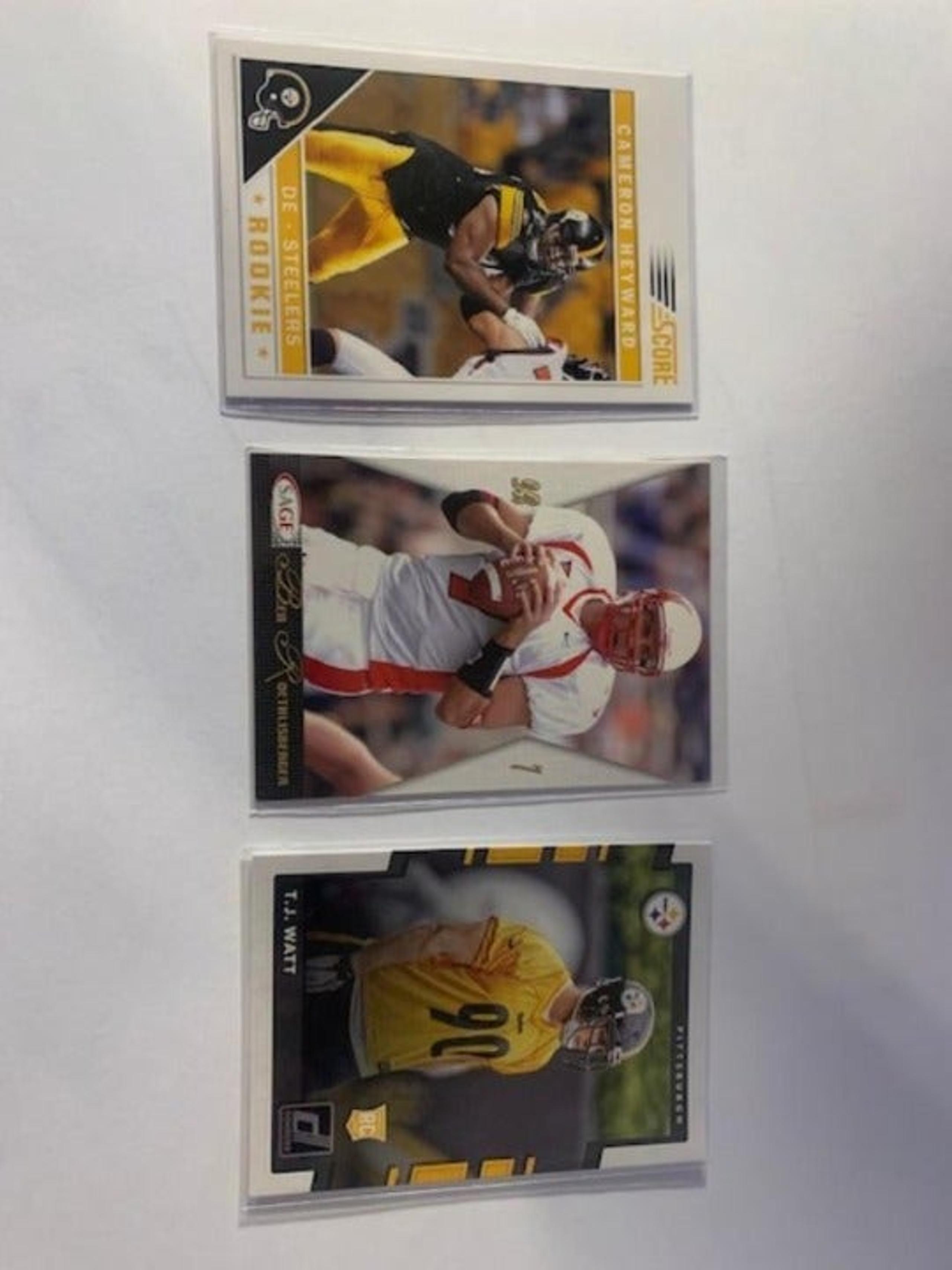 Steelers Rookie Lot - Big Ben, T J Watt Rookie Card , Cam Heyward Rookie Card