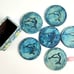 Vintage - Ocean Theme Coasters and Holder - 7 Pieces