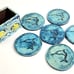 Vintage - Ocean Theme Coasters and Holder - 7 Pieces